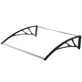   Védőtető polikarbonát 120x100 fekete keret áttetsző tető például bejárati ajtó vagy ablakok fölé C típusú kar 