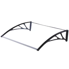 Védőtető polikarbonát 120x100 fekete keret áttetsző bronz tető például bejárati ajtó vagy ablak