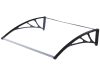 Canopy 120x120 black frame with larger projection than usual, translucent hollow-chamber polycarbonate semi-canopy, type C arm, for example over front doors or windows 