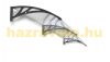 Canopy 120x120 black frame with larger projection than usual, translucent hollow-chamber polycarbonate semi-canopy, type C arm, for example over front doors or windows 