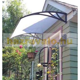   Előtető 120x60 cm fekete keret bronz üregkamrás polikarbonát tetőlap ZENN típusú előtető C típusú kar 