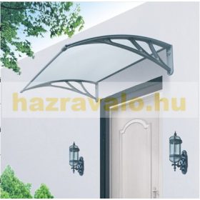   Előtető 120x60 cm szürke keret áttetsző üregkamrás polikarbonát tetőlap ZENN típusú előtető C típusú kar 