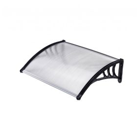   Előtető ZENN egyenes 120x80 cm fekete keret színtelen polikarbonát tetőlap C típusú kar 