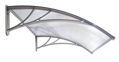 Canopy ZENN straight 120x80 cm gray frame colorless polycarbonate roof sheet type C arm