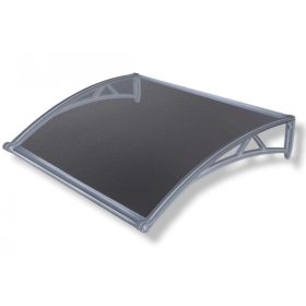   Ereszes előtető 150x100 cm szürke keret áttetsző üregkamrás polikarbonát L típusú kar vízelvezető