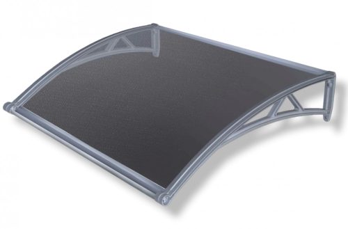 Canopy with eaves 150x100 cm gray frame transparent hollow chamber polycarbonate L-type arm drainage