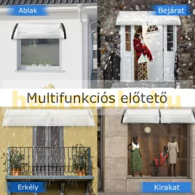   ZENN előtető 150x100 cm fehér keret és áttetsző színtelen üregkamrás polikarbonát. B típusú kar
