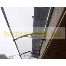   Előtető ZENN 150x100 cm fekete keret és bronz áttetsző üregkamrás polikarbonát B típusú kar ajtóvédő tető