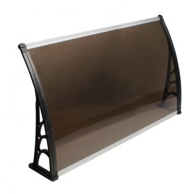   Előtető 150x100cm fekete keret bronz tömör polikarbonát ajtóvédő tető 