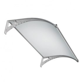   Előtető különleges beépített LED világítású mozgásérzékelős esővédő tető 150x100 cm szürke keret füstös szürke tömör polikarbonát (plexi) tetőlap