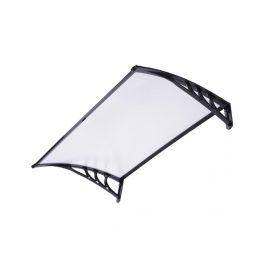   Előtető ZENN 150x100 cm fekete keret színtelen üregkamrás polikarbonát tetőlap B típusú kar ajtóvédő tető