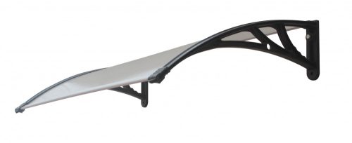 Extra-extending canopy 150x120 black frame translucent hollow-chamber polycarbonate semi-canopy type C arm for example over front door or windows