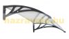 Extra-extending canopy 150x120 black frame translucent hollow-chamber polycarbonate semi-canopy type C arm for example over front door or windows