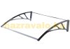 Extra-extending canopy 150x120 black frame translucent hollow-chamber polycarbonate semi-canopy type C arm for example over front door or windows