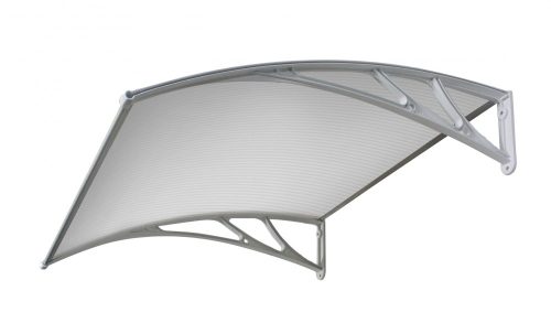 The larger-than-usual ZENN canopy 150x120 gray frame transparent hollow-chamber polycarbonate C-type arm semi-canopy for example over front doors or windows