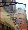 Extra-extending canopy 150x150 black frame bronze hollow chamber polycarbonate semi-canopy type H arm for example over front door or windows
