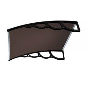   Extra kinyúlású előtető 150x150 fekete keret bronz tömör polikarbonát -plexi- féltető H típusú kar például bejárati ajtó vagy ablakok fölé