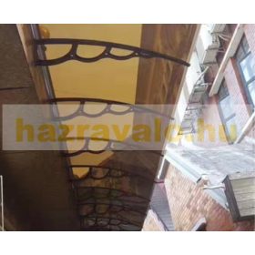   Extra kinyúlású előtető 150x150 fekete keret bronz tömör polikarbonát -plexi- féltető H típusú kar például bejárati ajtó vagy ablakok fölé