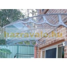   Extra kinyúlású előtető 150x150 szürke keret áttetsző üregkamrás polikarbonát féltető H típusú kar például bejárati ajtó vagy ablakok fölé 