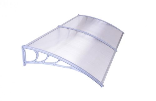 Canopy 200x100cm gray frame translucent polycarbonate roof with hollow chamber, for example over front door or windows Type B arm 