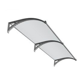   Előtető különleges beépített LED világítású mozgásérzékelős esővédő tető 200x100 cm szürke keret füstös szürke tömör polikarbonát (plexi) tetőlap