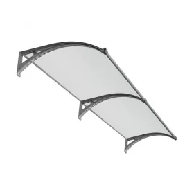 Eőtető különleges beépített LED világítású mozgásérzékelős esővédő tető 200x100 cm szürke keret füst