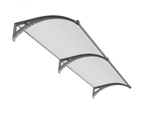 Canopy special built-in LED lighting motion sensor rain protection roof 200x100 cm gray frame smoky gray solid polycarbonate (plexi) roof sheet