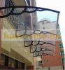 Canopy with larger than usual extension 200x150 black frame translucent cavity chamber polycarbonate semi-canopy H-type lever for example over front door or windows