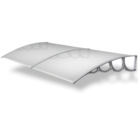   A szokásosnál nagyobb kinyúlású előtető  200x150 szürke keret áttetsző üregkamrás polikarbonát féltető H típusú kar például bejárati ajtó vagy ablakok fölé