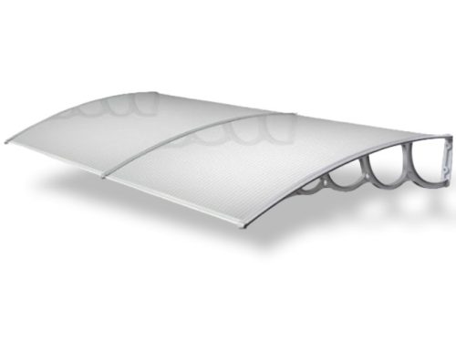 Canopy with a longer than usual extension 200x150 gray frame translucent hollow chamber polycarbonate semi-canopy H-type arm for example over front door or windows