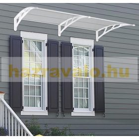   Előtető 200x60 cm fehér keret színtelen üregkamrás polikarbonát tetőlap ZENN típusú előtető C típusú kar 