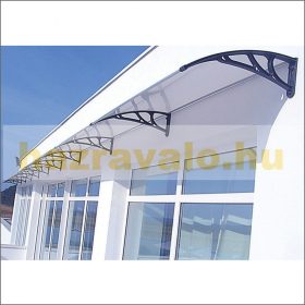   Előtető ZENN egyenes 200x80 cm fekete keret színtelen polikarbonát tetőlap C típusú kar