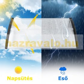   Előtető ZENN 240x100cm fehér keret áttetsző tömör polikarbonát - plexi. A két  B típusú tartókar között egy darabból áll a tetőlap.