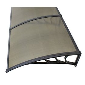   Előtető polikarbonát 240x100 fekete keret bronz áttetsző üregkamrás polikarbonát tető például bejárati ajtó vagy ablakok fölé B típusú kar.. A két tartókar között egy darabból áll a tetőlap