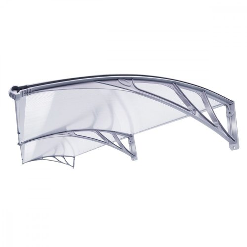 Előtető ZENN egyenes 240x80 cm szürke keret színtelen polikarbonát tetőlap C típusú kar