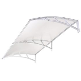   Esővédő tető  300x100 cm fehér keret áttetsző üregkamrás polikarbonát. A két tartókat között egy darabból áll a tetőlap B típusú kar 