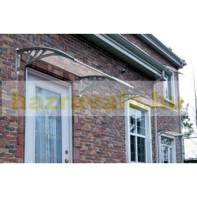   Esővédő tető  300x100 cm fehér keret áttetsző üregkamrás polikarbonát. A két tartókat között egy darabból áll a tetőlap B típusú kar 