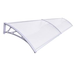   A szokásosnál nagyobb mélységű előtető 300x120 cm szürke keret áttetsző üregkamrás polikarbonát tetőlap C típusú kar