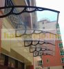 Canopy with a longer than usual extension 300x150 black frame bronze cavity chamber polycarbonate semi-canopy type H arm for example over front door or windows