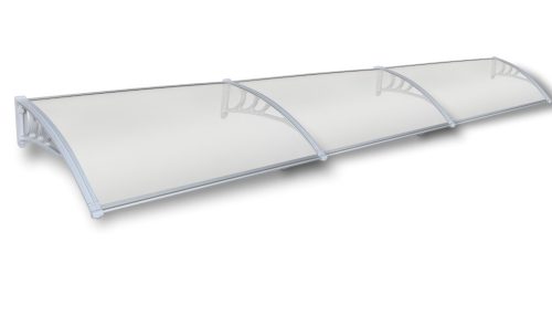 Canopy 300x60 cm white frame colorless cavity chamber polycarbonate roof sheet ZENN type canopy C type arm 