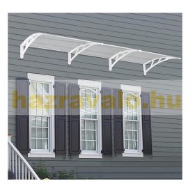   Előtető 300x60 cm fehér keret színtelen üregkamrás polikarbonát tetőlap ZENN típusú előtető C típusú kar 