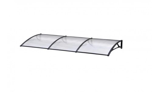 Canopy 300x60 cm black frame colorless hollow chamber polycarbonate roof sheet ZENN type canopy C type arm 