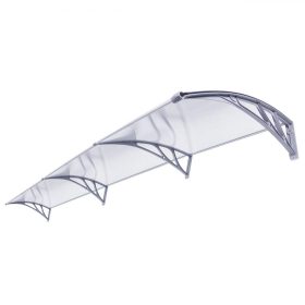   Előtető 300x60 cm szürke keret színtelen üregkamrás polikarbonát tetőlap ZENN típusú előtető C típusú kar 