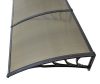Extra long canopy 400x100 cm black frame bronze polycarbonate half canopy with type B arm, for example over front doors or windows. The roof plate consists of 1 piece between two supports.