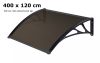 Canopy with a greater depth than usual 400x120 cm black frame bronze hollow chamber polycarbonate roof sheet type C arm