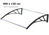 Canopy with greater depth than usual 400x120 cm black frame colorless cavity chamber polycarbonate roof sheet type C arm