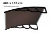 Canopy with a greater depth than usual 400x150 cm black frame bronze hollow chamber polycarbonate roof sheet type H arm