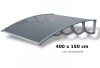 Canopy with greater depth than usual 400x150 cm gray frame colorless hollow chamber polycarbonate roof sheet type H arm