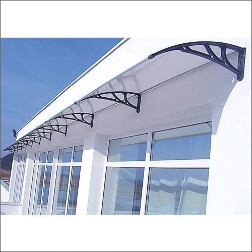 Canopy 400x80 cm black frame colorless polycarbonate roof sheet type C - all protective roof elements can be used alone.