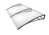 Extra-extending aluminum canopy 200x150 cm with anodized black H1 type support arm, waterproof solid polycarbonate (plexi) cover